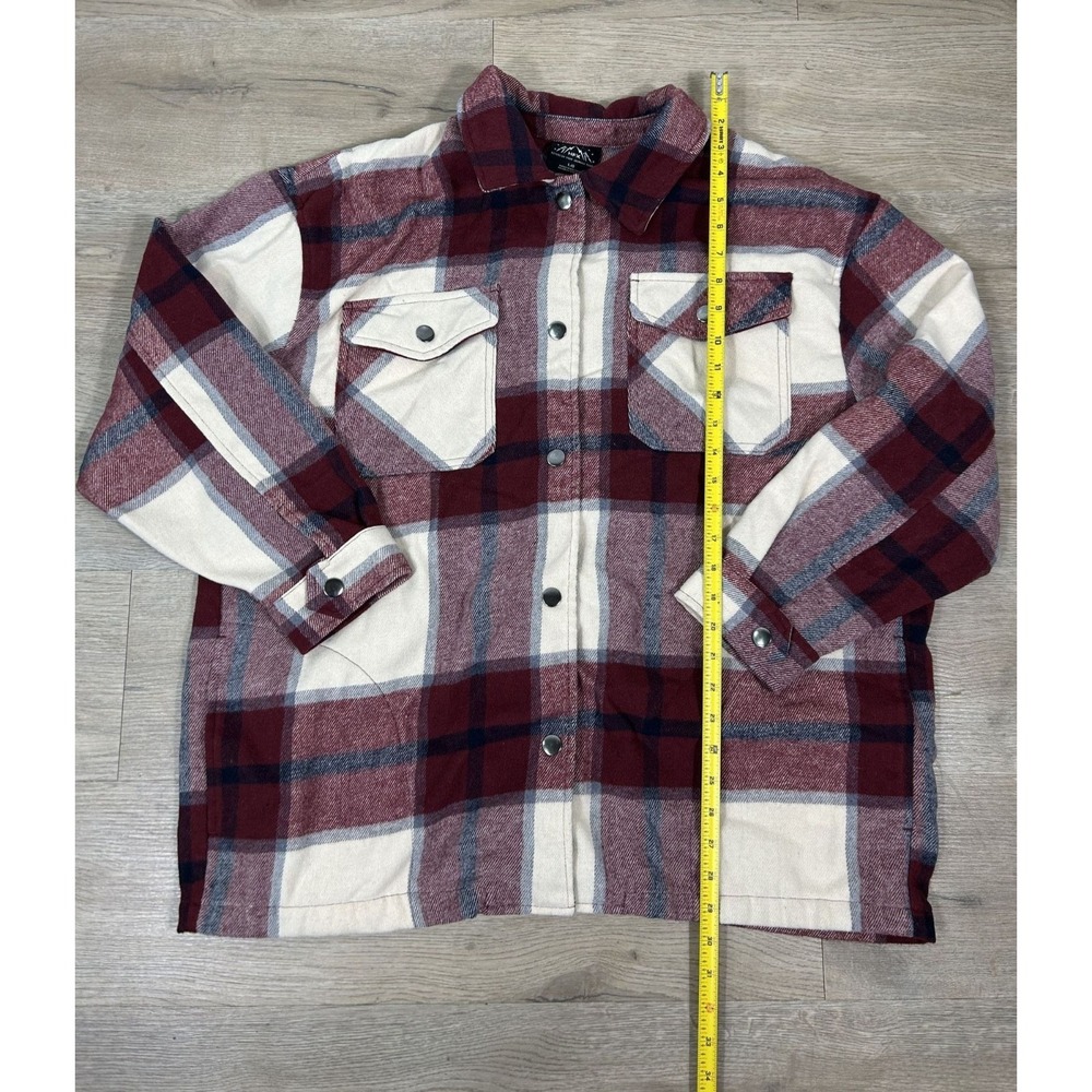 HFX Plaid Button Up Long Sleeve Insulated Flannel Jacket Mens Large Red